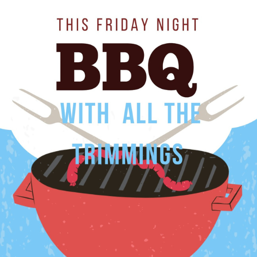 Drawing of bbq and sausage with forks