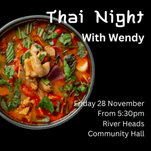 Thai red curry in bowl on black background