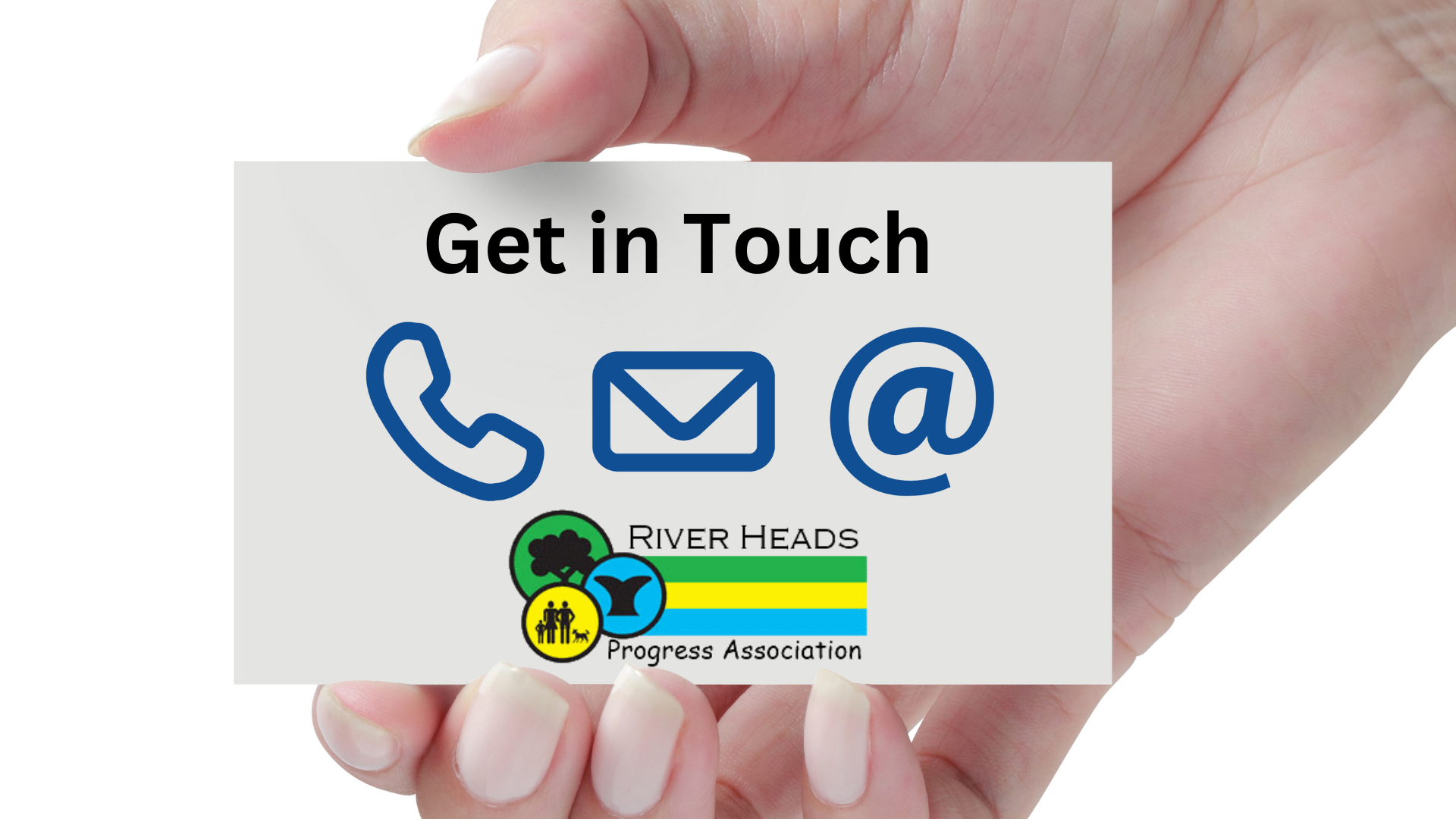 hand holding business card with contact us written on it